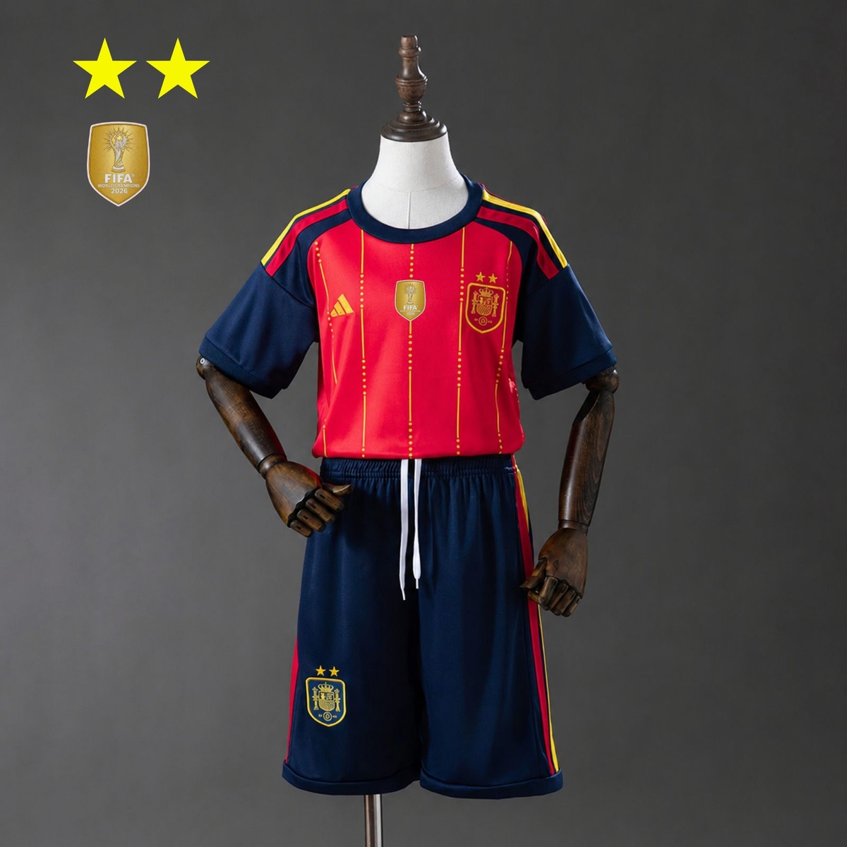 Spain 2026 World Cup Home Jersey – Kids | 2 Stars