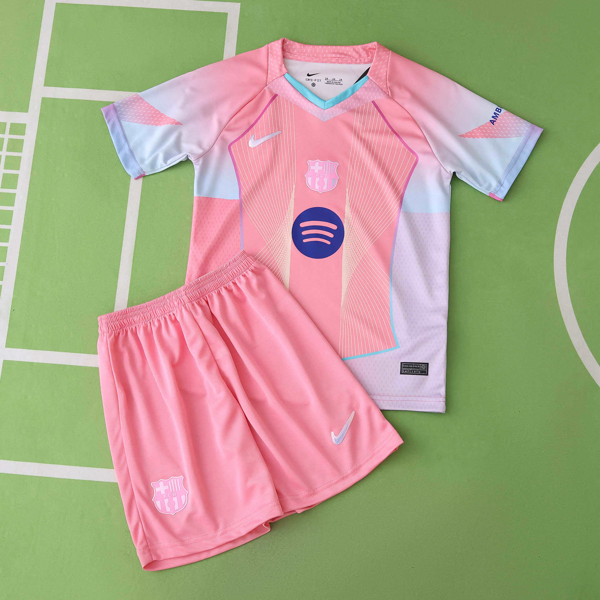 Echipament special roz FC Barcelona 25/26 pentru copii