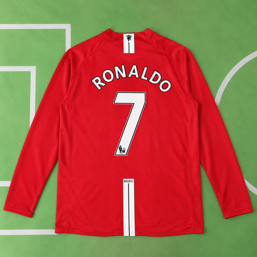 Manchester United 2007/08 Retro Home Long Sleeve Jersey – Ronaldo 7 / Rooney 10