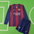 Echipament FC Barcelona 14/15 acasă pentru copii, cu mânecă lungă, Messi 10 și Neymar 11
