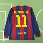 Echipament FC Barcelona 14/15 acasă pentru copii, cu mânecă lungă, Messi 10 și Neymar 11